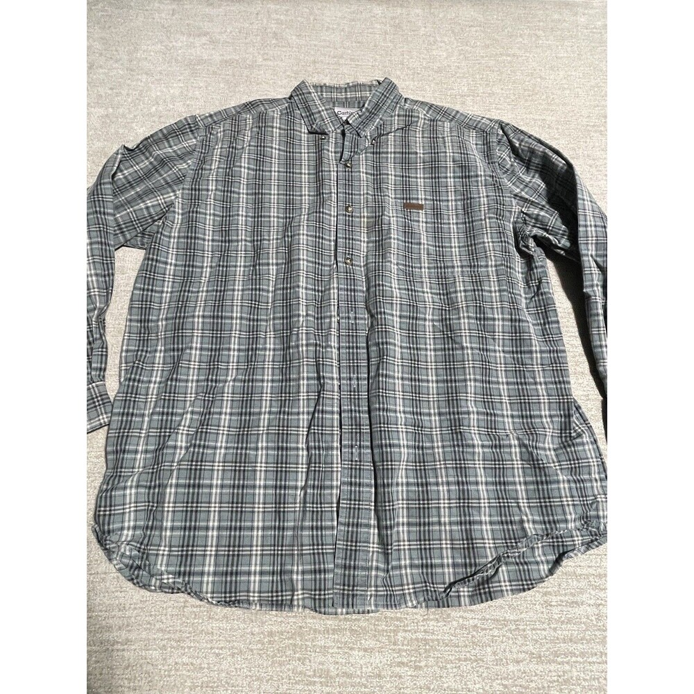 Carhartt Shirt Men’s Large Green Plaid Flannel  Long Sleeve Button Down